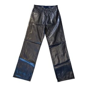 AG Adriano Goldschmied The Tomas High-Rise Baggy Straight Coated Navy Pants 4 27